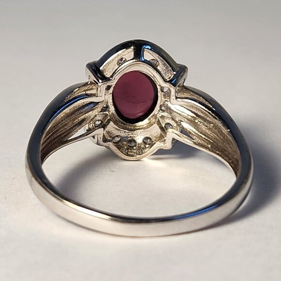 NIB VTG 925 Natural Burmese Star Ruby & White Zircon pave style Ring Size 11 - Picture 7 of 15
